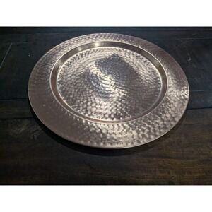 Hammered Copper Charger Plate 13" Round – Rustic Table Decor